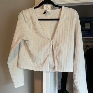 H&M Button front white long sleeve top, size large